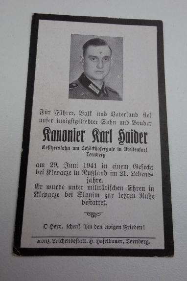 Wehrmacht Soldier Death Notice