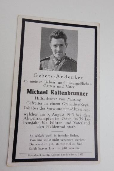 Wehrmacht Soldier Death Notice