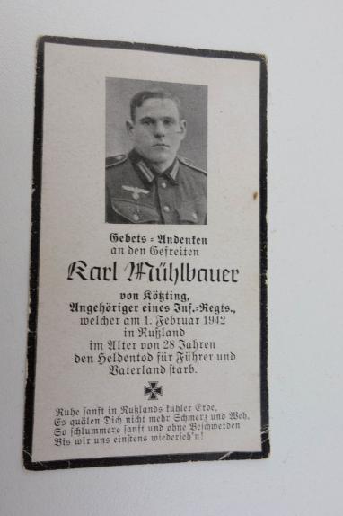 Wehrmacht Soldier Death Notice