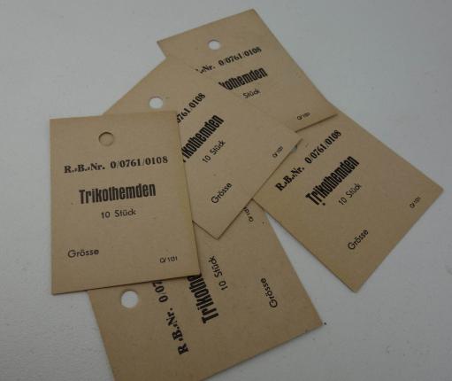 5 Original WWII German Trikot hemden labels