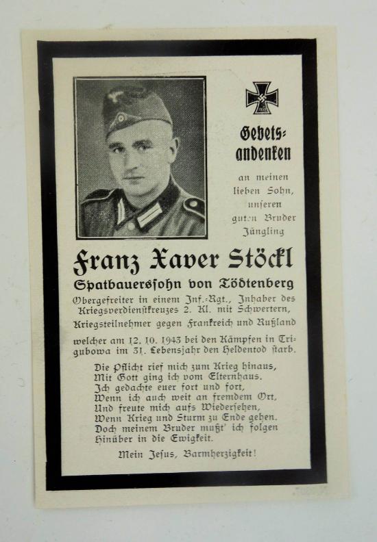 Wehrmacht Soldier Death Notice