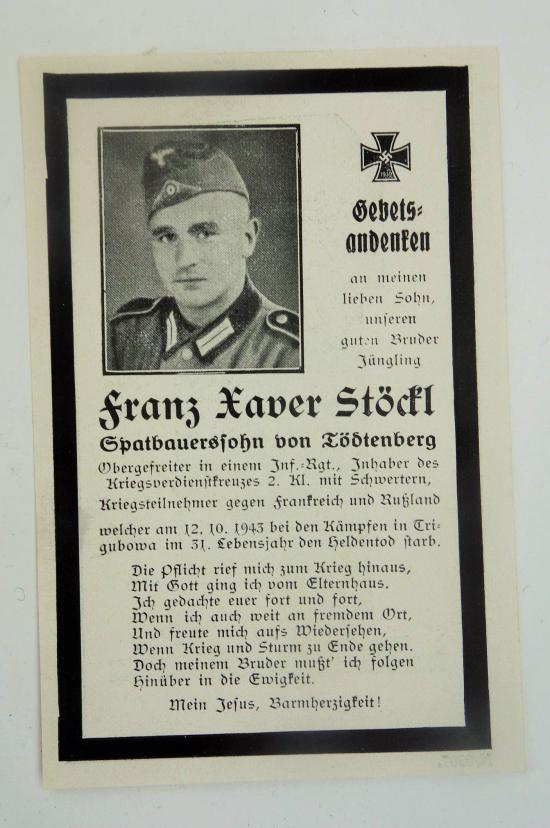 Wehrmacht Soldier Death Notice