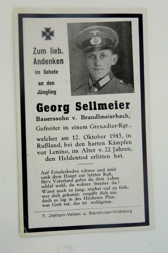 Wehrmacht Soldier Death Notice