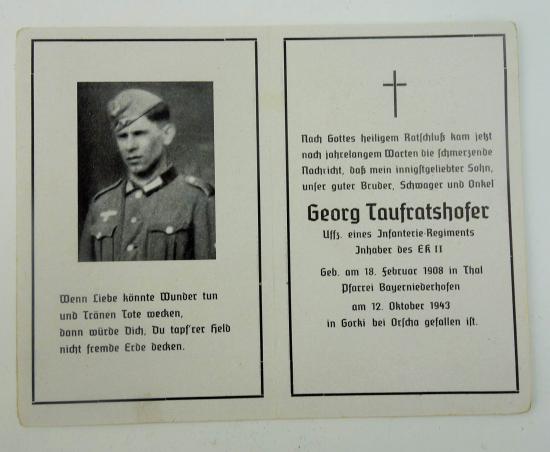 Wehrmacht Soldier Death Notice
