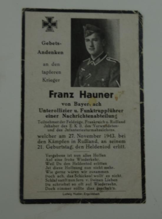 Wehrmacht Soldier Death Notice