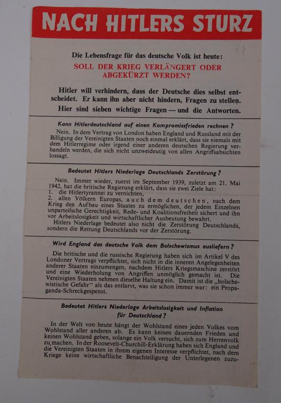 american ww2 propaganda drop flyer in german language