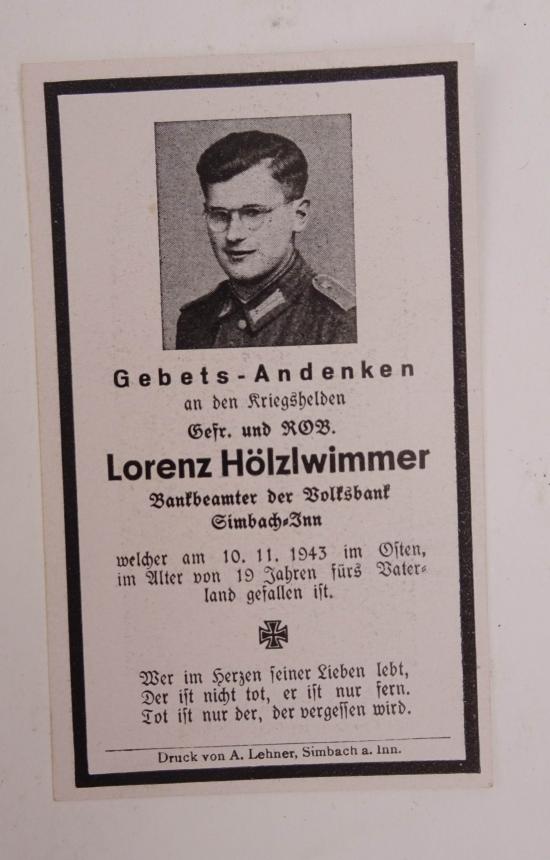 Wehrmacht Soldier Death Notice