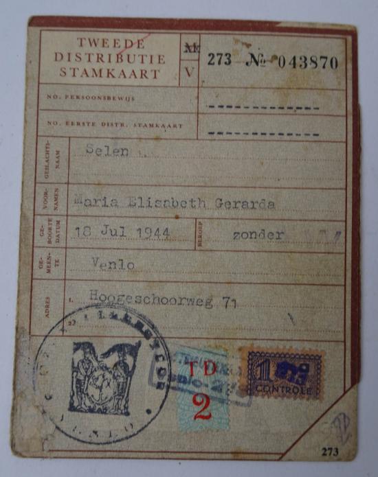 a dutch ww2 pedigree card 