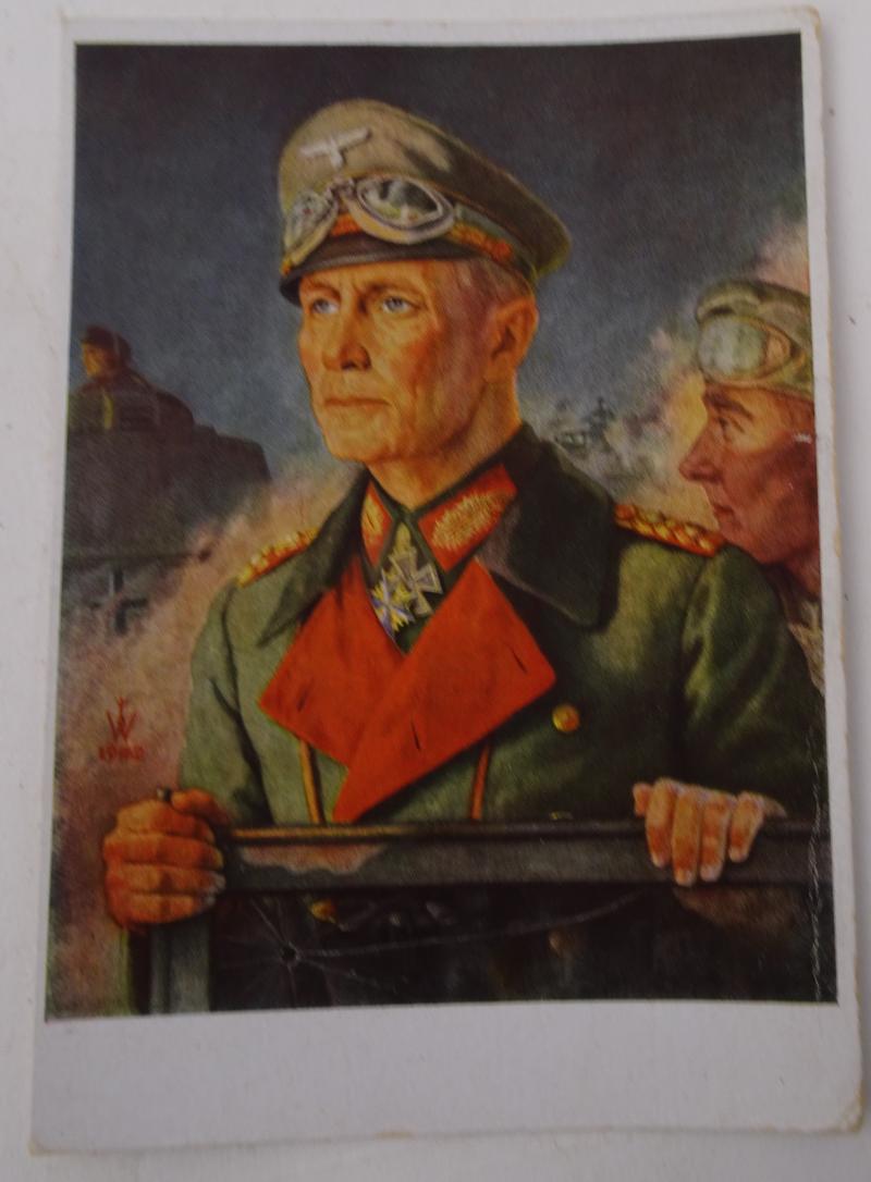 a very rare postcard with a signed  portrait of Erwin Rommel