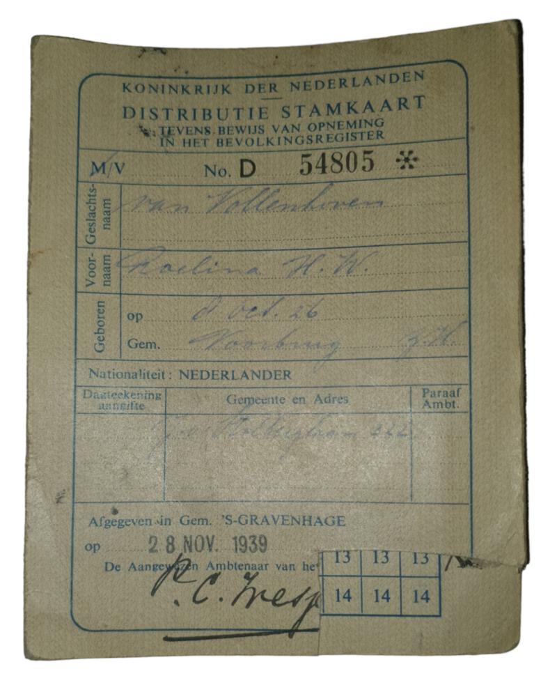 dutch ww2 pedigree card 