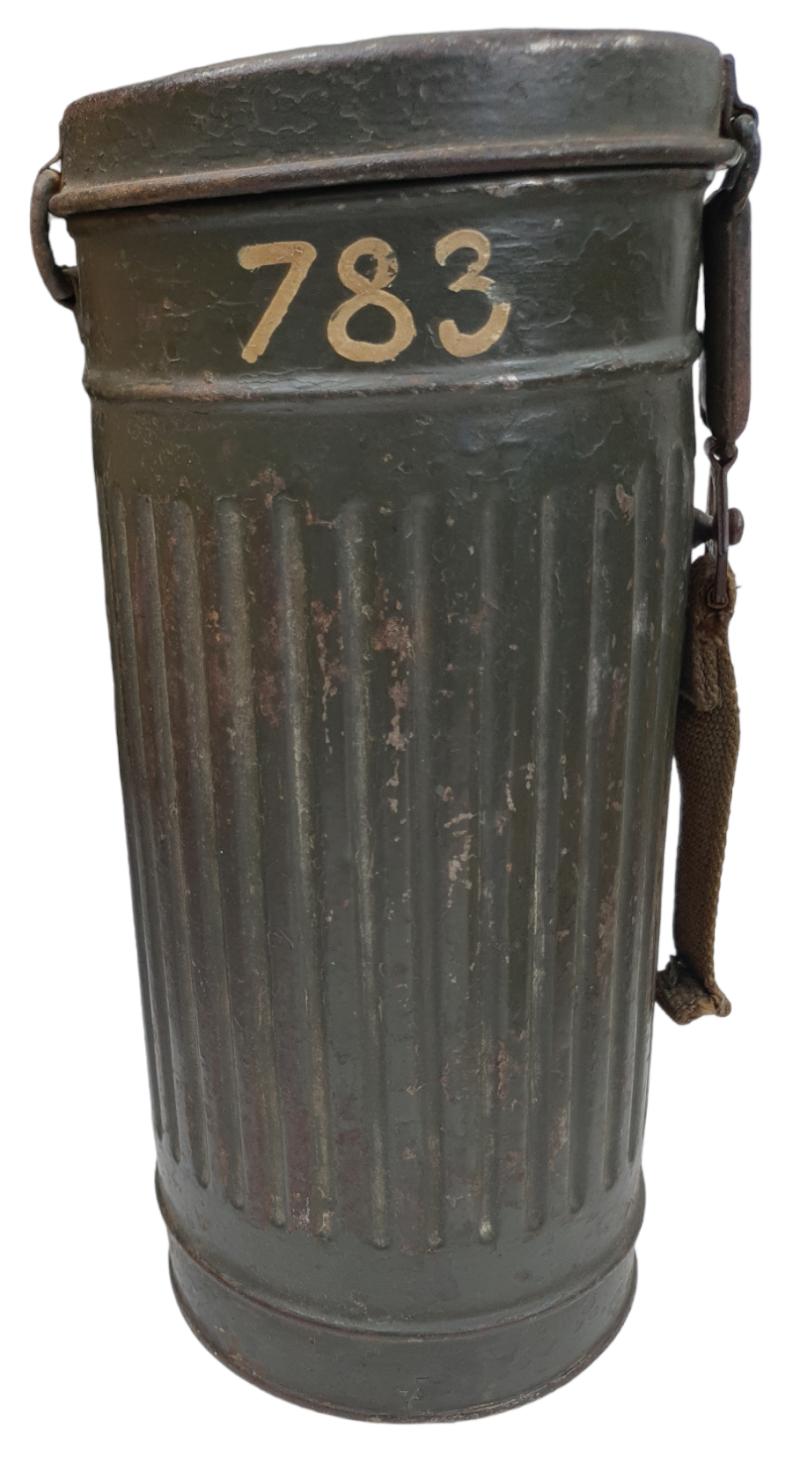 A wehrmacht empty gasmask cannister