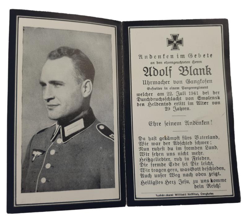 Wehrmacht Soldier Death Notice