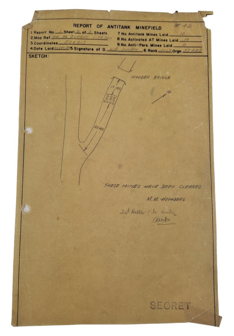 a American WW2 period Battle of the Bulge drawn mine maps