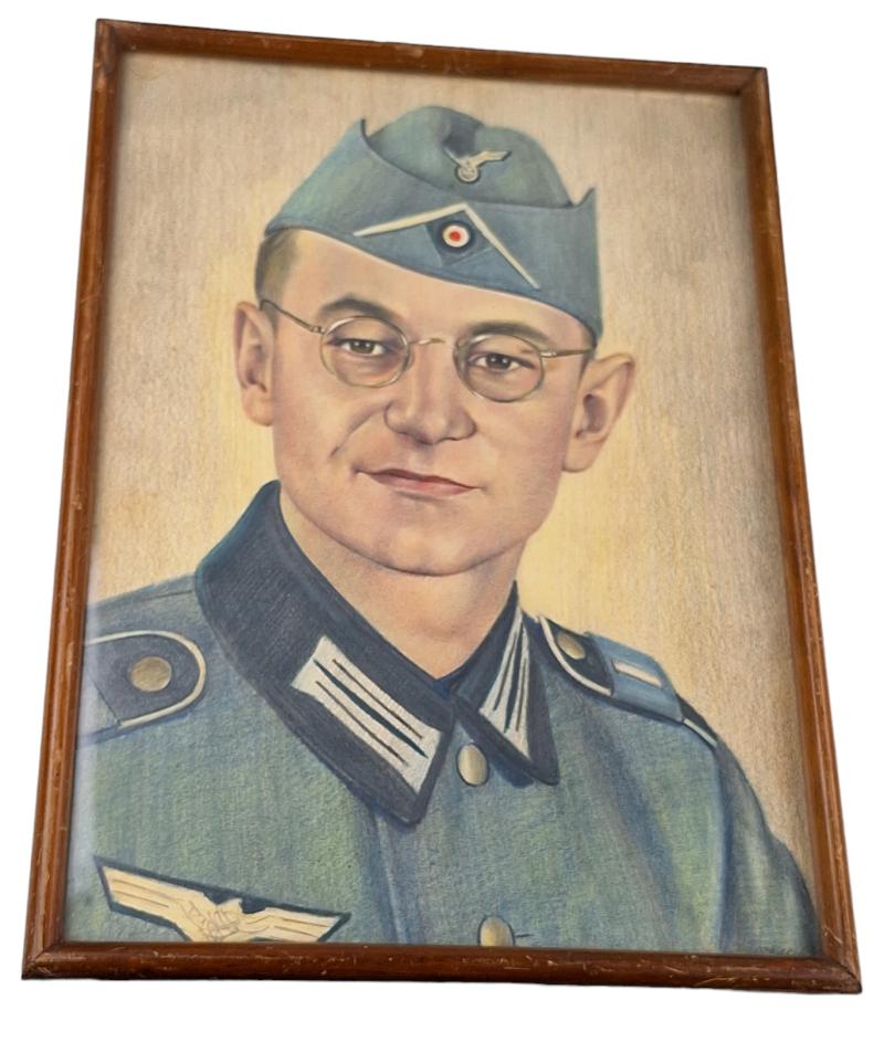 framed Painting of a Wehrmacht Oberleutnant within the 'Infanterie-Regiment