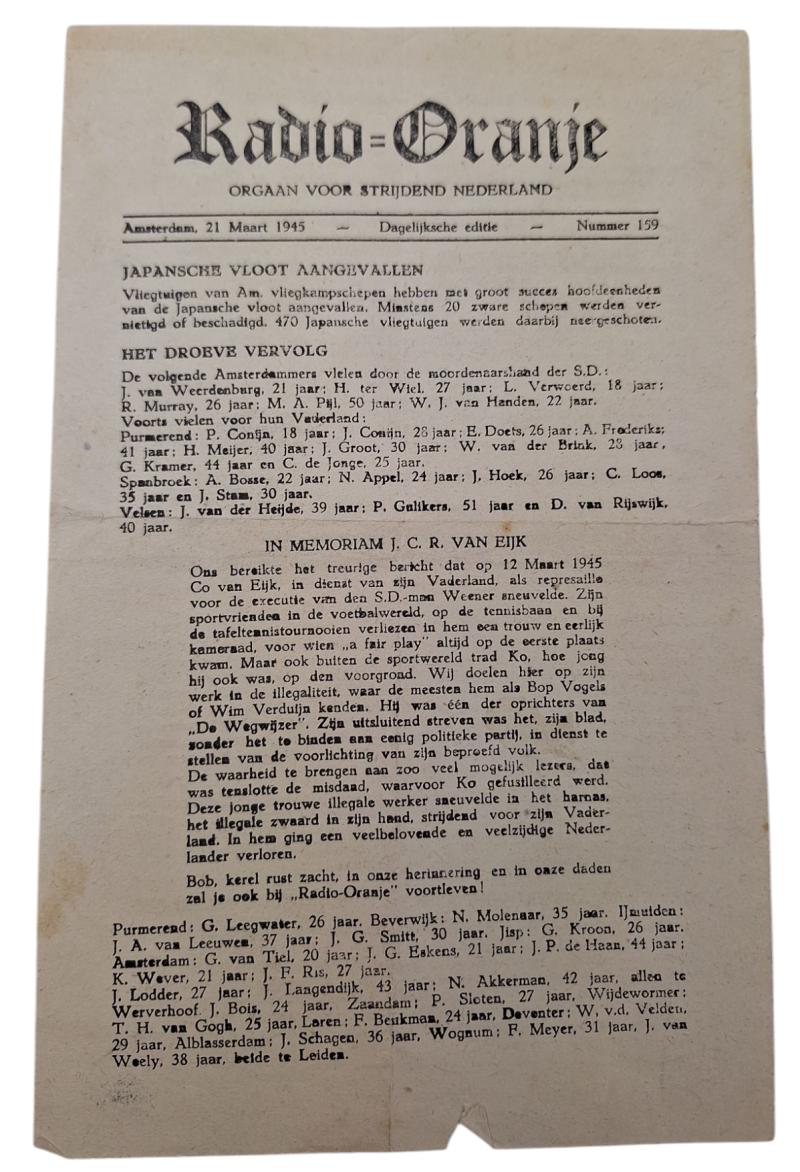 dutch ww2 radio orange resistance newspaper