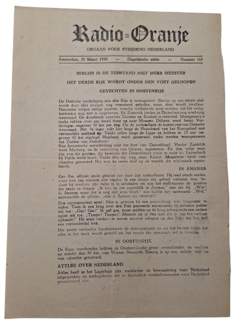 dutch ww2 radio orange resistance newspaper