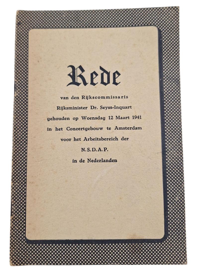 a translation booklet with the speech of Arthur Seyss-Inquart