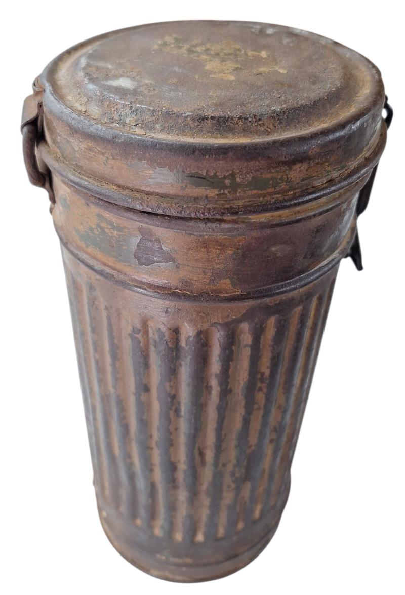 German WWII gas mask in tan camouflage