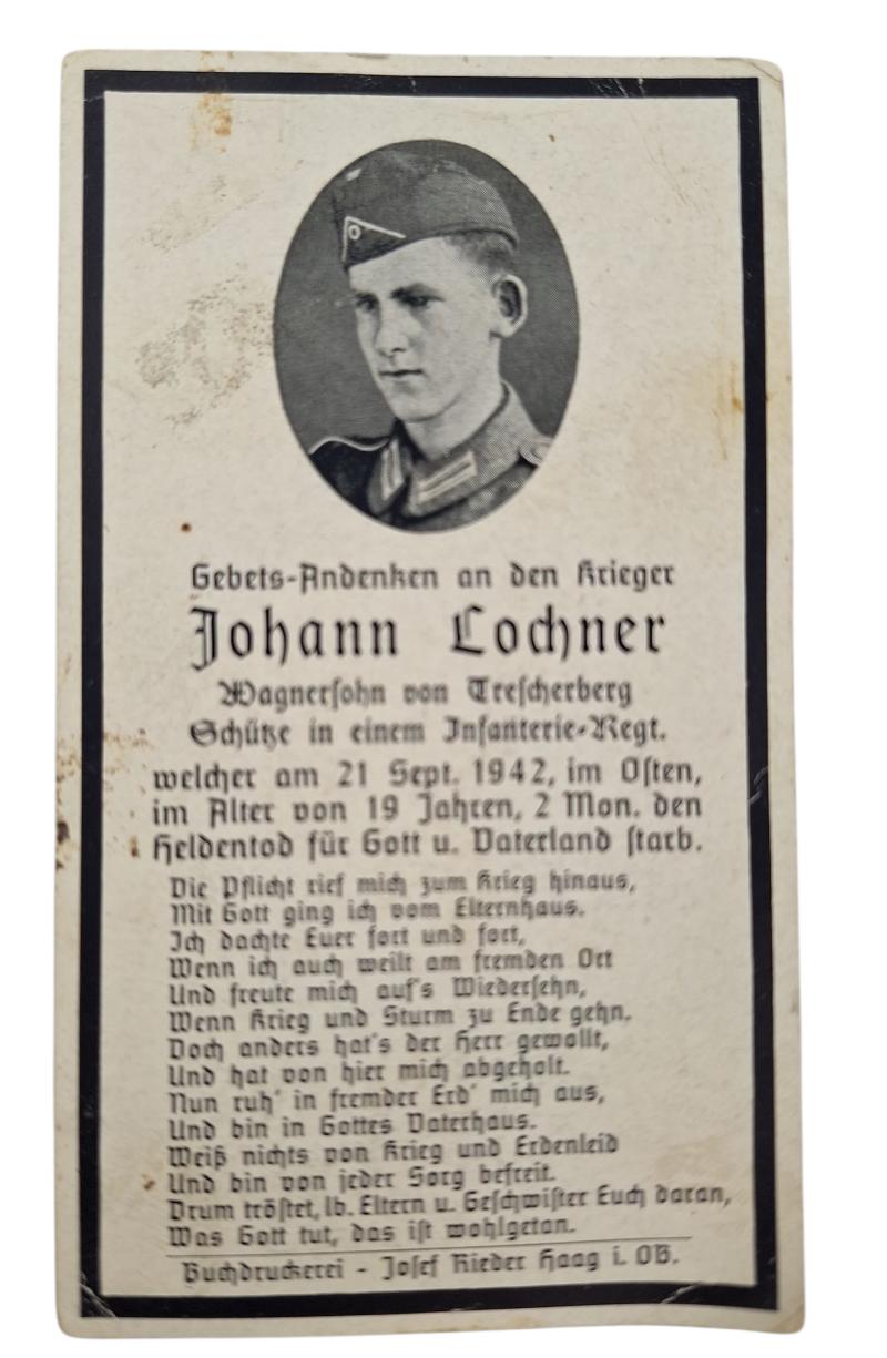 Wehrmacht Soldier Death Notice