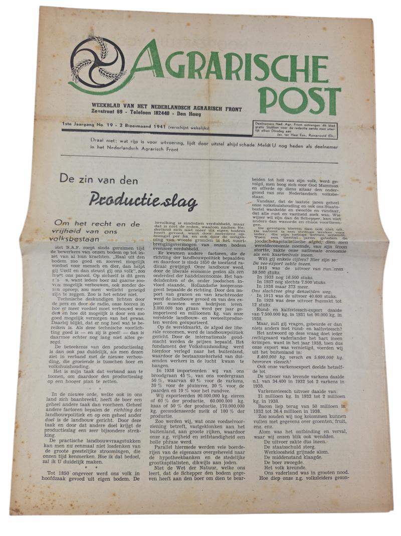 Original WWII Dutch Magazine Agrarische Post (1941)