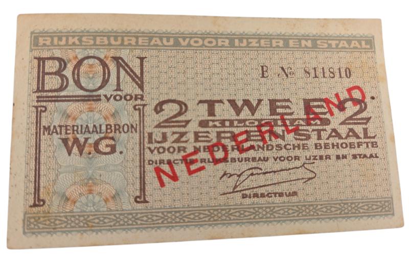 a Dutch receipt for 2 kilos of iron and steel