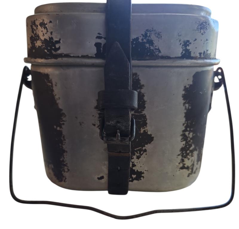 a German Wehrmacht M31 Messtin (or  kochgeschirr  ).