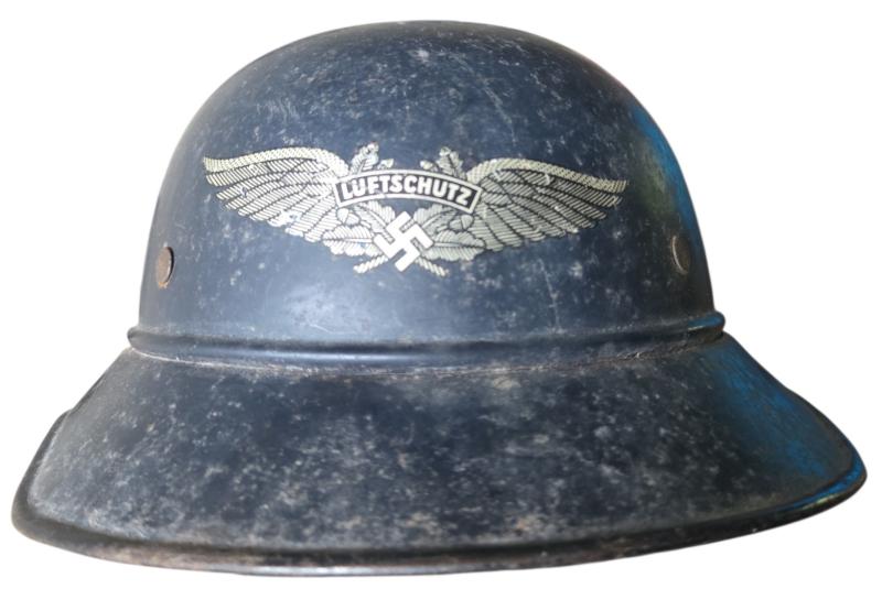 black gladiator type luftschutz helmet.