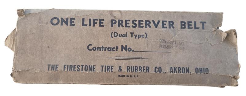 a us ww2 navy  one line  preserver belt in its original box