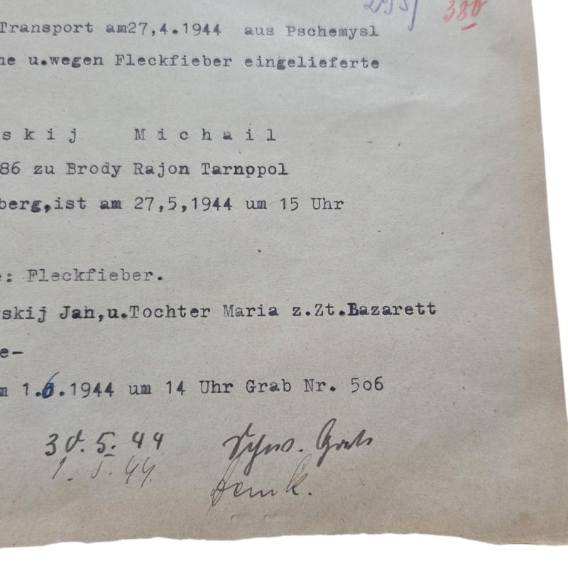 Original WWII German Death Notice – Ukrainian Forced Laborer (1944)